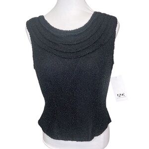 Andretta Donatello Beaded Plunging Back Blouse